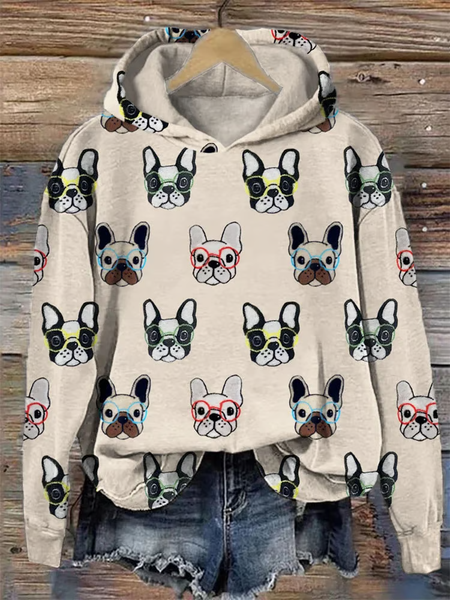 Funny Dog Casual Hoodie Hoodie, Apricot, Hoodies&Sweatshirts