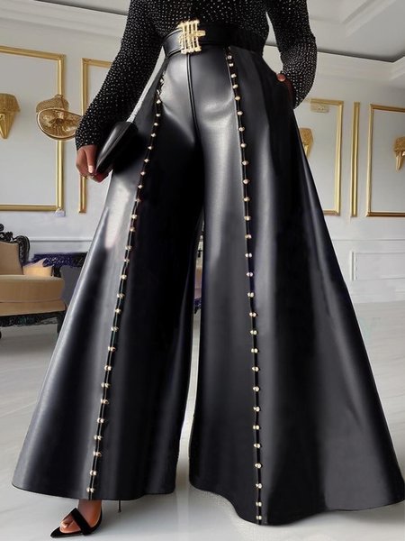 

Urban Faux Leather Pants With No Belt, Black, Leather Pants