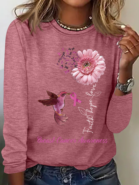 

Breast Cancer Awareness Casual Long Sleeve Shirt, Watermelon, Long sleeves
