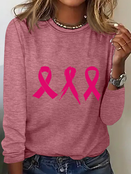 

Cancer Awareness Ribbon Casual Long Sleeve Shirt, Watermelon, Long sleeves