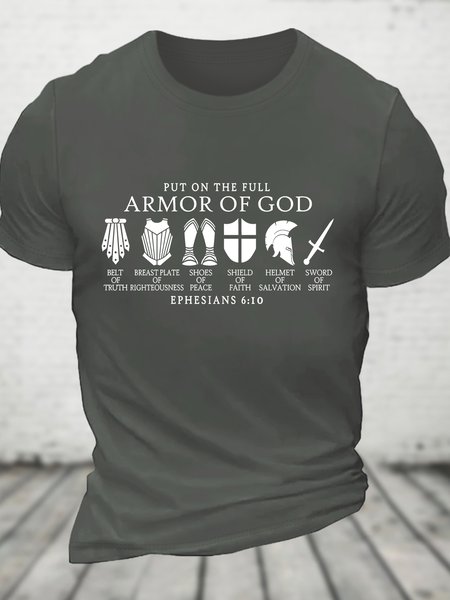 Put on The Full Armor of God Christian Cotton T-shirt, Deep gray, T-shirts