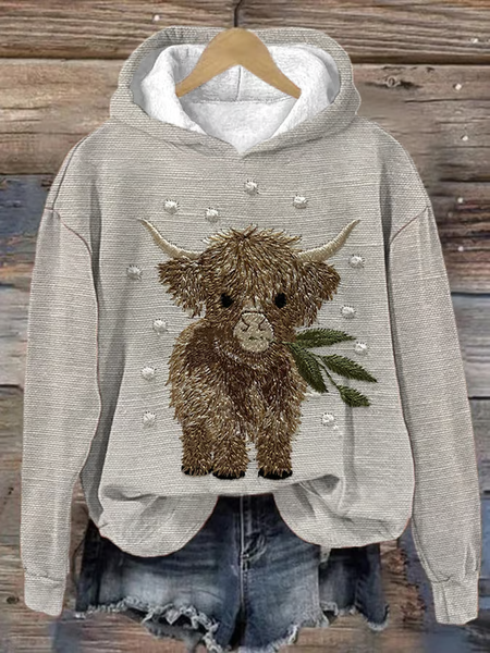 

Women's Highland Cow Print Hoodie, Gray, Hoodies&Sweatshirts