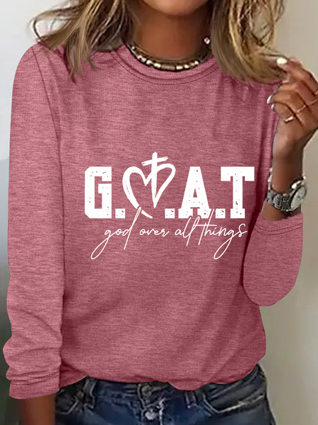 

God Over All Things Casual Long Sleeve Shirt, Watermelon, Long sleeves