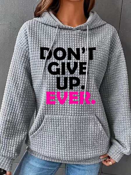 

Never Give Up Simple Loose Hoodie, Gray, Hoodies&Sweatshirts