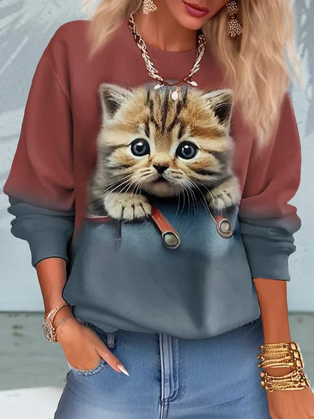 

Casual Crew Neck Ombre Sweatshirt Zipper, Multicolor, Hoodies & Sweatshirts
