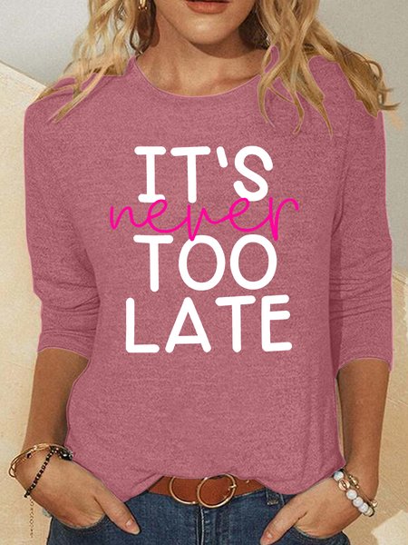 

It's Never Too Late Casual Long Sleeve Shirt, Watermelon, Long sleeves