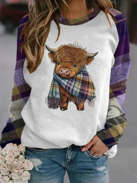 

Women's West Highland Cow Print Casual Sweatshirt, Purple, Hoodies&Sweatshirts