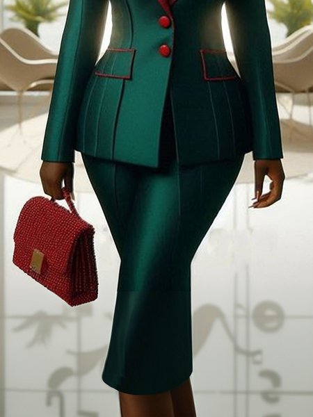 

Plain Elegant Regular Fit Skirt, Green, Skirts
