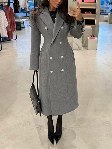 

Regular Sleeve Regular Fit Urban Long Sleeve Coat, Gray, Coats