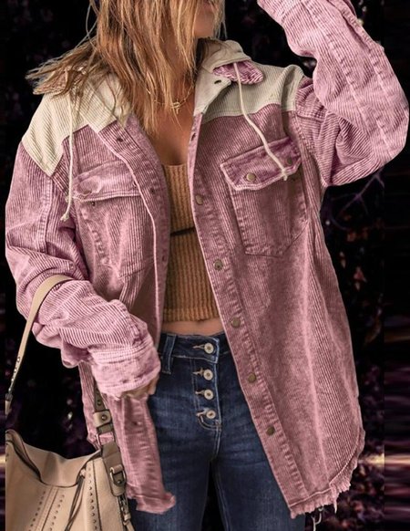 

Hoodie Vintage Loose Multicolor Block Jacket, Color5, Outerwear