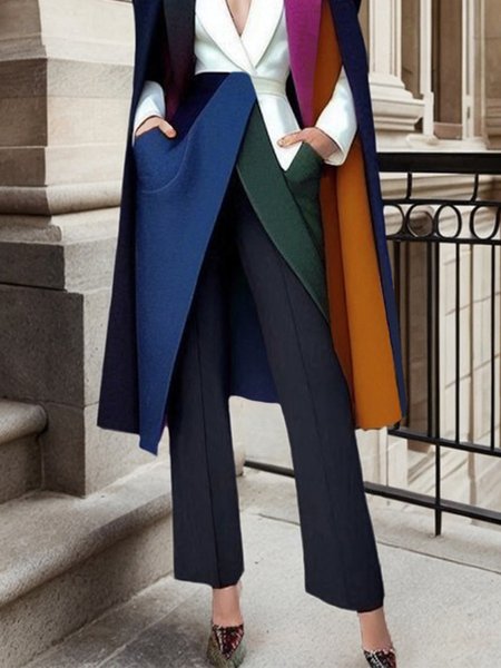 

Urban Color Block Fashion Straight Pants, As picture, Pants