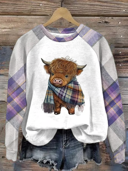 

Women's West Highland Cow Print Casual Sweatshirt, As picture, Hoodies&Sweatshirts