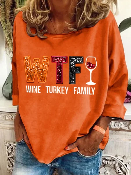 

Wine Turkey Family Casual Sweatshirt, Orange, Hoodies&Sweatshirts