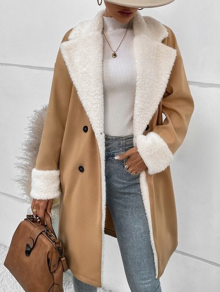 Others Plain Casual Jacket, Khaki, Outerwear
