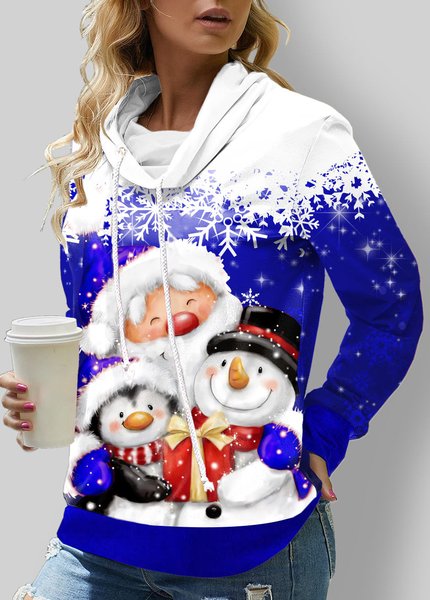 

Women's Hoodie Christmas Zipper Casual Spring/Fall Long Sleeve Sweatshirt, Blue, Sweatshirts & Hoodies