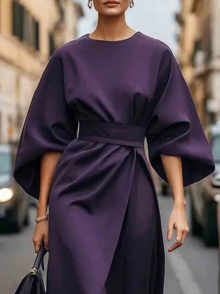 

Raglan Sleeves Urban Crew Neck Plain Regular Fit Blouse, Purple, Blouses and Shirts