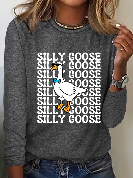 Silly Goose Casual Long Sleeve Shirt, Deep gray, Long sleeves