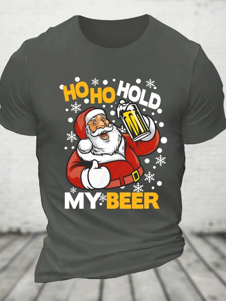 

Funny Santa Claus Drinking Bee Christmas Cotton T-shirt, Deep gray, T-shirts