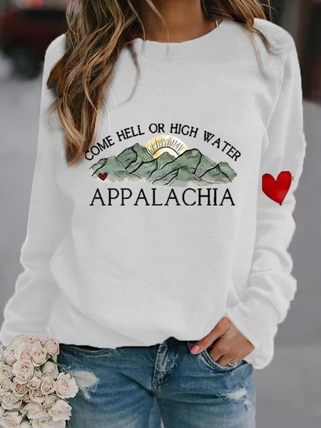 

Women's Appalachia Strong Print Casual Sweatshirt, White, Hoodies&Sweatshirts