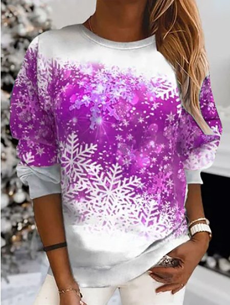 

Casual Hoodie Christmas Sweatshirt, Purple, Hoodies & Sweatshirts