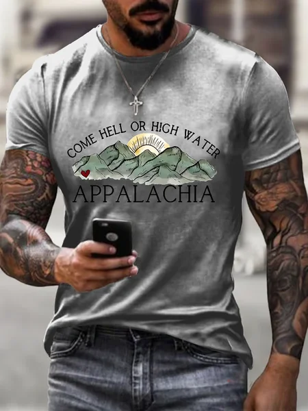 

Men's Appalachia Strong Printed Casual T-Shirt, Light gray, T-shirts