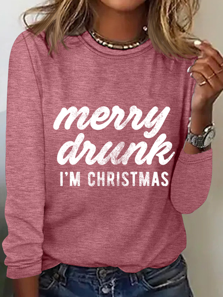 

Merry Drunk, I'm Christmas Casual Long Sleeve Shirt, Watermelon, Long sleeves