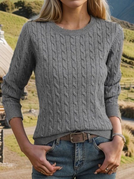 

Crew Neck Casual Regular Fit Sweater, Deep gray, Sweaters & Cardigans