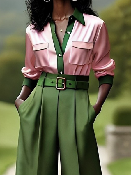 

Regular Fit Regular Sleeve Urban Shirt Collar Long Sleeve Shirt, As picture, Blouses and Shirts