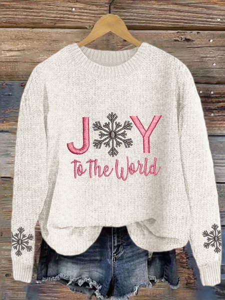 

Christmas Snowflake Round Neck Sweater, White, Sweaters