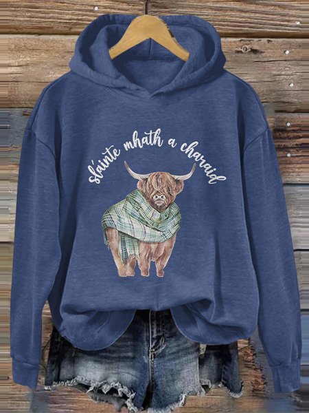 Scottish Highlands Bull Hoodie, Blue, Hoodies&Sweatshirts