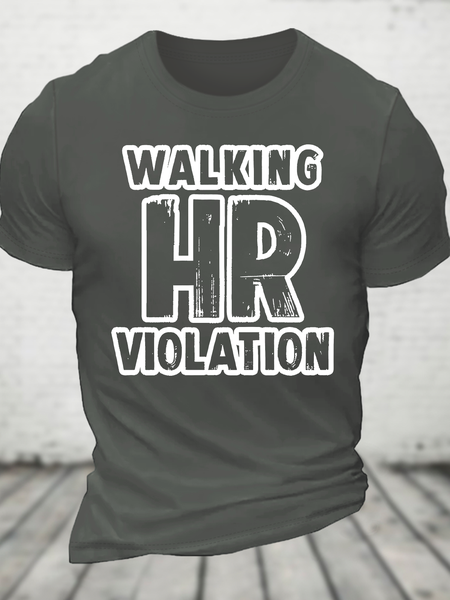 

Walking Hr Violation Cotton T-Shirt, Deep gray, T-shirts