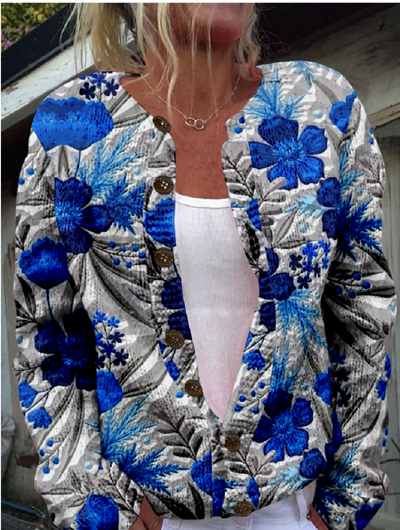 

3D Printing Knitted Casual Loose Cardigan, As picture, Cardigans
