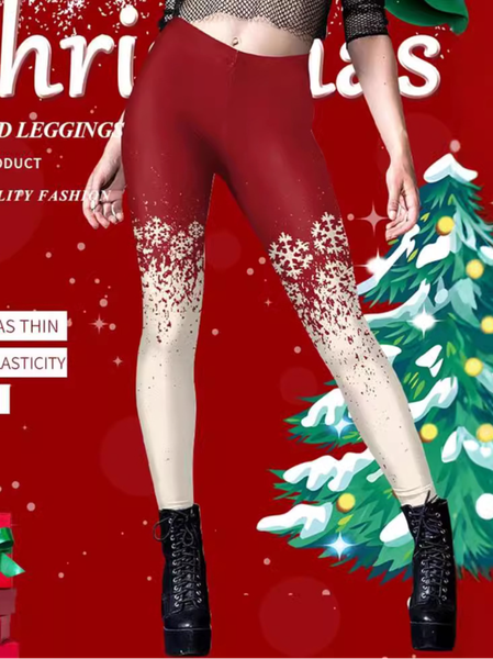 

Casual Plain Long Leggings, Red, Leggings
