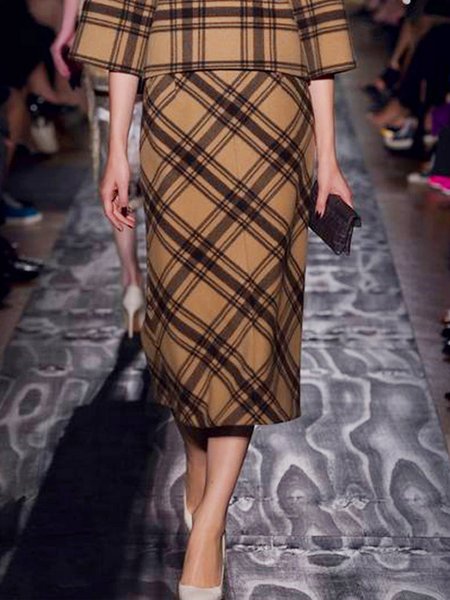 

Plaid Regular Fit Urban Skirt, Deep khaki, Skirts