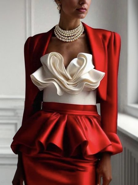 

Regular Fit Plain Cross Neck Urban Jacket, Red, Jackets