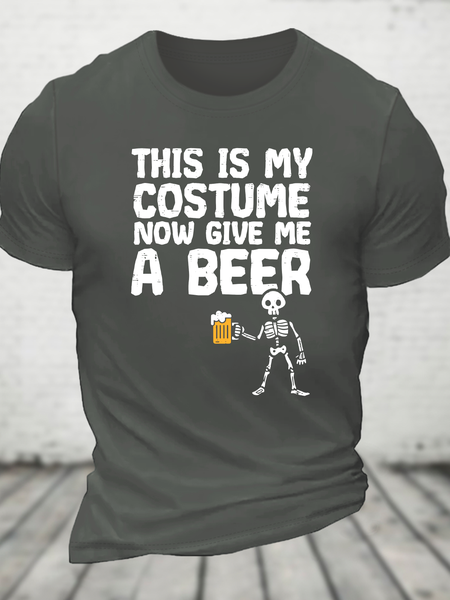 

Halloween This Is My Costume Give Me Funny Skeleton Dad Cotton T-Shirt, Deep gray, T-shirts