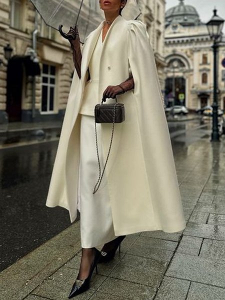 

Urban Plain Loosen Cloak, White, Poncho and Capes