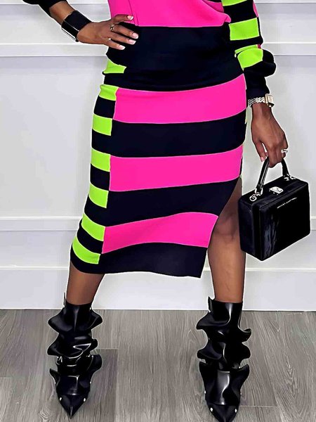 

Urban Regular Fit Color Block Sweater Skirt, As picture, Skirts