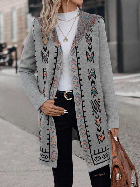 

Women's Casual Spring/Fall Ethnic Cardigan, Gray, Cardigans