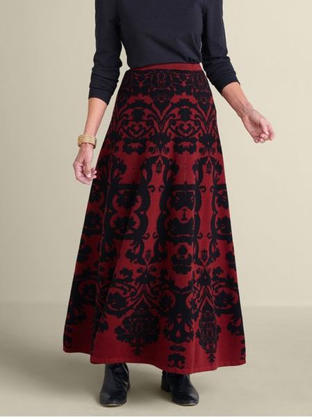 

Casual Plain A-Line High Waist Maxi Skirt, Red, Skirts
