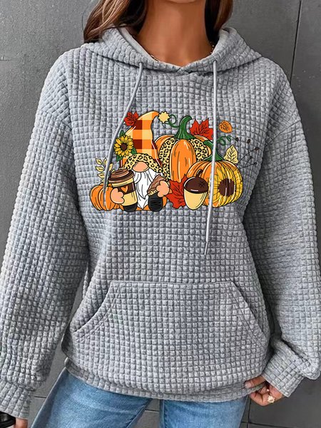 

Thanksgiving Gnome Simple Loose Hoodie, Gray, Hoodies&Sweatshirts
