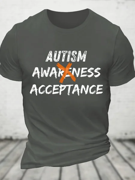 

Autism Awareness Acceptance Cotton T-Shirt, Deep gray, T-shirts