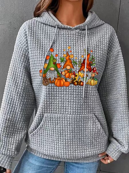 

Gnomes Fall Simple Loose Hoodie, Gray, Hoodies&Sweatshirts