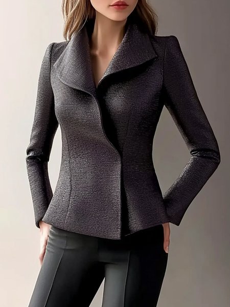 

Shawl Collar Regular Sleeve Urban Regular Fit Plain Jacket, Gray, Jackets