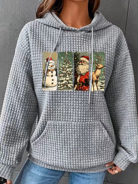 

Retro Christmas Santa Claus Simple Loose Hoodie, Gray, Hoodies&Sweatshirts