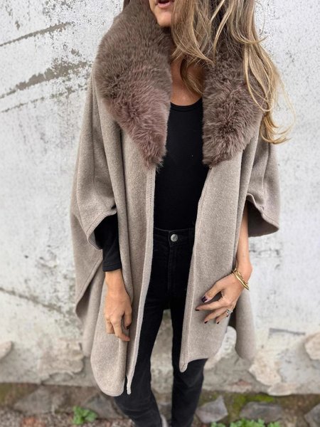 

Women's Winter Outerwear Dolman Sleeve Vintage Plain Mid-long V Neck Overcoat, Khaki, Coats