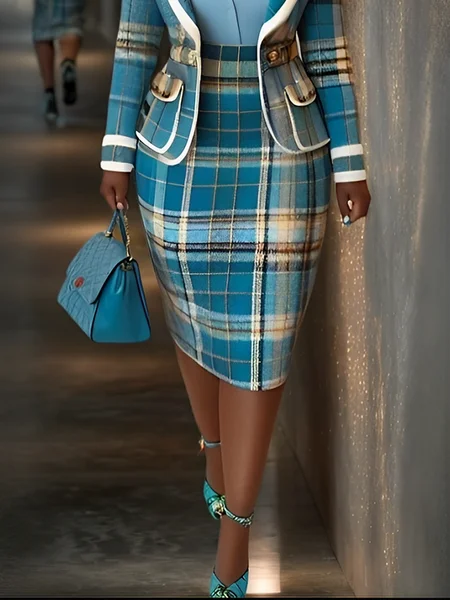 

Plaid Urban Pencil skirt, Blue, Skirts