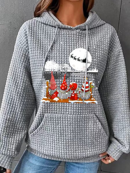 

Gnome Christmas Simple Loose Hoodie, Gray, Hoodies&Sweatshirts