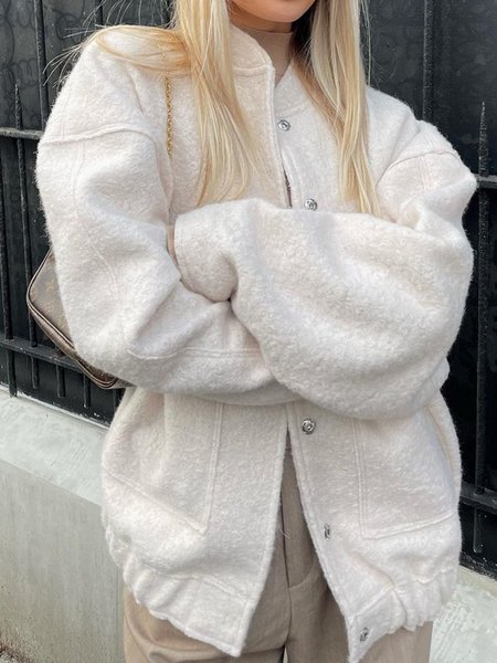 

Women's Winter Outerwear Casual Plain Regular Overcoat, White, Coats