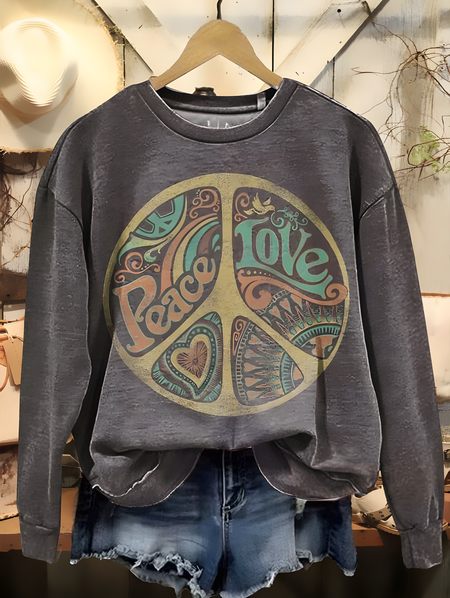 

Women's Hippie Casual Sweatshirt, Gray, Hoodies&Sweatshirts